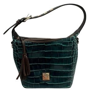 Dooney Bourke Embossed Leather Handbag Paige Crossbody Crocodile Alligator Green